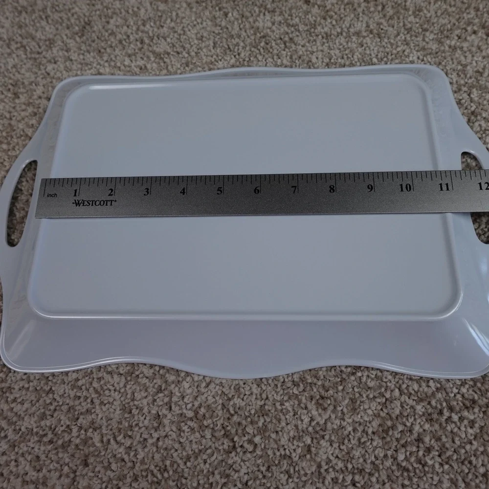 55 Kitchen Premium White Serving Trays Set of 3 Rectangular 15x10 with Handles